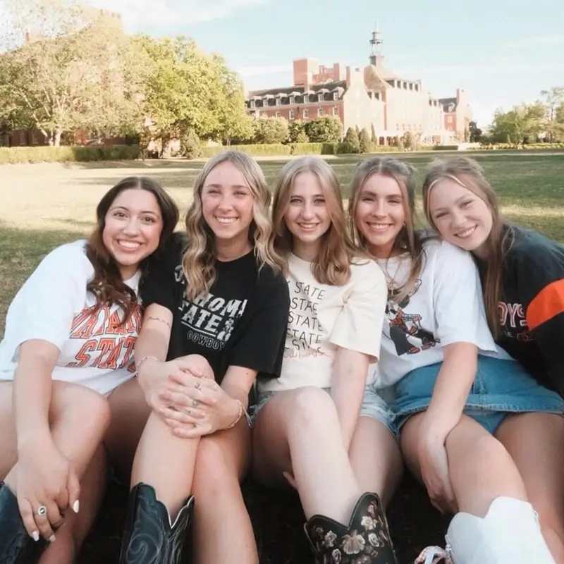 group of happy young women